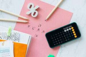 Tax plan folder with calculator