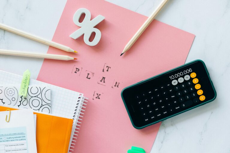 Tax plan folder with calculator